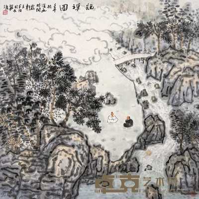 张捷 2002年作 说禅图 镜心 68×68cm